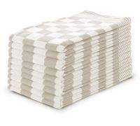 Ensemble de 10 torchons Unyqoos® LINNICK, motif à carreaux sable, 65x65 cm, 100% coton, 450 g/m², très absorbants et à séchage rapide, avec boucle de suspension, idéal pour les professionnels de la re