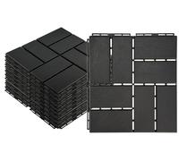 Ensemble de 11 dalles de terrasse en plastique, dimensions 30x30 cm, surface de 1 m², antidérapantes, système de fixation à clic