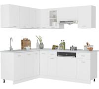 Ensemble de 11 meubles de cuisine "Lyon" en bois d'ingénierie blanc