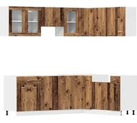 Ensemble de 11 meubles de cuisine "Lyon" en bois d'ingénierie vieilli