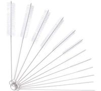 Ensemble de 12 brosses en nylon Unyqoos®, diamètre de 2 à 25 mm, longueur de 210 mm – Manches en acier inoxydable et poils en nylon de qualité alimentaire pour un nettoyage en profondeur des zones dif
