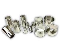 Ensemble de 12 emporte-pièces Unyqoos® – Fabriqués en acier inoxydable, ces emporte-pièces sont disponibles en 4 formes (rond, fleur, étoile, cœur) et en 3 tailles différentes. Ils sont adaptés au lav