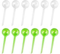 Ensemble de 12 globes d'arrosage automatiques Unyqoos® pour plantes en pot et en jardin, en PVC, transparent/vert, réutilisables, avec embout pointu pour l'insertion