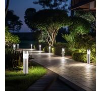 Ensemble de 12 LED solaire Plug lumières Garden Path éclairage extérieur IP44 Ground Spike Lampes en acier inoxydable