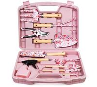 Ensemble de 12 outils de jardinage pour femmes, outils de jardinage rouges, inoxydables et durables, livrés avec un sac de transport robuste