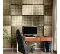Ensemble de 12 panneaux muraux acoustiques 3D « Vang » avec lamelles diagonales, 4,32 m² aspect chêne