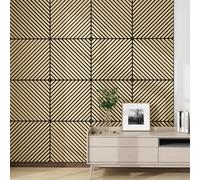 Ensemble de 12 panneaux muraux acoustiques 3D « Vang » avec lamelles diagonales, 4,32 m² aspect chêne clair