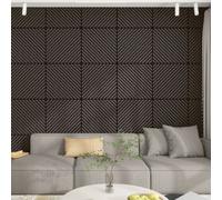 Ensemble de 12 panneaux muraux acoustiques 3D « Vang » avec lamelles diagonales, 4,32 m² aspect chêne, gris foncé