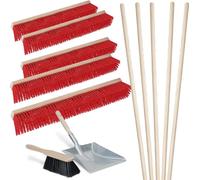 Ensemble de 12 pièces comprenant : 5 balais de nettoyage pour l'extérieur (1000 mm), un balai à main, et une pelle à ramasser