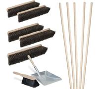 Ensemble de 12 pièces comprenant : 5 balais de salle Arenga de 400 mm, un balai à main, et une pelle