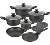 Ensemble de 12 poêles antiadhésives en aluminium, avec revêtement effet marbré
