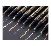 Ensemble De 12 Stylos Marqueurs Métalliques À Brosse, Pour La Peinture De Roche, La Fabrication De Cartes En Papier Noir, Artisanat De Scrapbooking