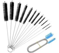 Ensemble de 13 brosses de nettoyage flexibles Unyqoos® pour tuyaux et bouteilles, comprenant une brosse flexible de 155 cm, un noyau en acier inoxydable et des poils en nylon sans BPA