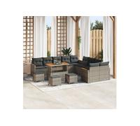 Ensemble de canapés de jardin vidaXL avec coussins, 18 pièces, gris, en polyrotin