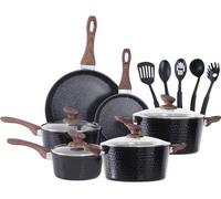 Ensemble de 15 pièces de casseroles et poêles Famanu – Compatible avec les plaques à induction, revêtement antiadhésif