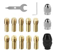 Ensemble de 15 Pièces Mandrin pour Dremel, Cuivre Pur Accessoires pour Dremel, Plage de Serrage 0,5 MM-2,3 MM, Mandrin Perceuse pour Dremel Accessoires, Embout pour Dremel (cuivre)