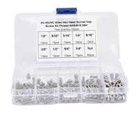 Ensemble de 150 écrous et vis à tête hexagonale, kit de fixations en acier inoxydable résistant à la corrosion, assortiment de tailles #4 à 40 UNC, avec boîte de rangement, pour