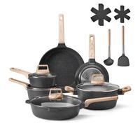 Ensemble de 17 casseroles et poêles en granit antiadhésif noir