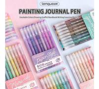 Ensemble de 18/72/153/180 couleurs Languo Classic Hand Accou, 9 stylos par boîte, stylo gel grande capacité pour la comptabilité manuelle, peinture, convient pour le bureau, la peinture, le gribouilla