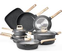 Ensemble de 19 casseroles et poêles en granit antiadhésif noir