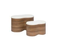 - Ensemble de 2 bancs coffres effet bois et bouclette LOE - Blanc - LOE