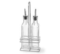 Ensemble de 2 bouteilles de 237 ml avec panier pour huile d'olive et vinaigre de