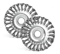Ensemble de 2 Brosses Rondes,Ø125x22 mm Brosse à Fil Pour Meuleuse d'angle,Brosse ronde tissée,Brosse à Disque,Fil brosse acier,Avec poils brosse métallique tressés,Pour mèches meuleuses d'angle
