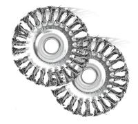 Ensemble de 2 Brosses Rondes,Ø125x22 mm Brosse à Fil Pour Meuleuse d'angle,Brosse ronde tissée,Brosse à Disque,Pour mèches meuleuses d'angle,Avec poils brosse métallique tressés