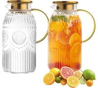 Ensemble de 2 carafes en verre avec couvercles et bec verseur