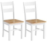 Ensemble de 2 chaises de cuisine Moonbite, avec dossier incurvé en lattes, sans accoudoirs et peu encombrantes. Pieds en bois massif, capacité de charge de 120 kg, en bois d'hévéa, finition chêne