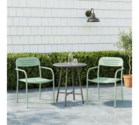 Ensemble de 2 chaises de jardin Sweiko, empilables, pour terrasse, avec design à lattes, accoudoirs, dimensions 56 x 58 x 78 cm, couleur verte