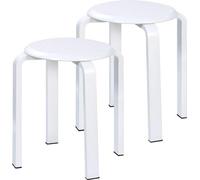 Ensemble de 2 chaises de salle à manger Famanu Set, chaises empilables en bois avec tapis antidérapant - Blanc