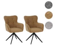 Ensemble de 2 chaises de salle à manger HWC-Q35 chenille (680 g/m²) jaune moutarde