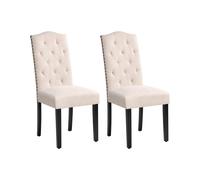 Ensemble de 2 Chaises de Salle à Manger Vintage Tapissées à Clous Touffetée Beig