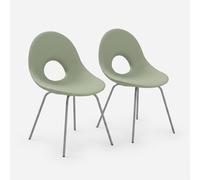 Candy Lot de 2 chaises design en polyéthylène et fer pour intérieur et extérieur Vert