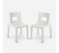Lot de 2 chaises design intérieur et extérieur en polyéthylène, fabriquées en Italie, Eos - Blanc