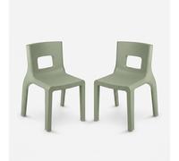 Lot de 2 chaises design intérieur et extérieur en polyéthylène, fabriquées en Italie, Eos - Vert