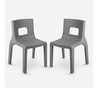 Lot de 2 chaises design intérieur et extérieur en polyéthylène, fabriquées en Italie, Eos - Fer