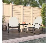 Ensemble de 2 chaises longues à bascule, couleur crème, en acier et textiline. Idéales pour le jardin, la détente, la plage. Pliables et réglables, parfaites pour balcon, terrasse, piscine, extérieur,