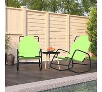 Ensemble de 2 chaises longues à bascule, finition verte par revêtement époxy, structure en acier, tissu respirant en maille Textilene. Idéales pour jardin, terrasse ou balcon, ces chaises longues offr