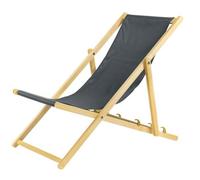 Ensemble de 2 chaises longues pliantes en bois gris avec système de sécurité, chaise pliante, chaise longue de plage, chaises longues de jardin, chaise longue
