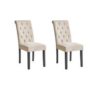 Ensemble de 2 Chaises Repas Salon Glam à Dossier Incurvé Moderne en Tissu Beige