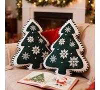 Ensemble de 2 coussins de Noël Unyqoos® avec motif de flocons de neige – coussins décoratifs pour canapé, salon et chambre, rembourrage en coton PP doux