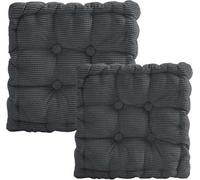 Ensemble de 2 coussins de siège Unyqoos® – Coussins rembourrés pour chaises, 40x40x5 cm, gris foncé, pour intérieur et extérieur, garnis de duvet de maïs et en 100% coton PP