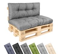Ensemble de 2 coussins pour palettes Garronda, imperméables, résistants aux UV et à l'eau, pour canapé palette, modèle GD-0252, couleur gris