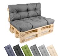 Ensemble de 2 coussins pour palettes Garronda, imperméables, résistants aux UV et à l'eau, pour canapé palette, modèle GD-0252, couleur graphite