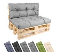 Ensemble de 2 coussins pour palettes Garronda, imperméables, résistants aux UV et à l'eau, pour canapé palette, modèle GD-0252, couleur gris clair
