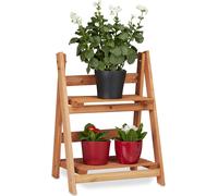 Ensemble de 2 étagères à fleurs en escalier, support à fleurs d'intérieur, à plusieurs niveaux, étagère en échelle, étagère à plantes en escalier, étagère à plantes, en bois, marron