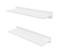 Ensemble de 2 étagères murales coloris blanc neige - Longueur 80 x Profondeur 24 x Hauteur 10 cm