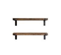 Toilinux.com Lot de 2 Étagères Murales Industrielles - 60 x 14 cm - Bois 100% Naturel Fait Main & Métal - Design Vintage - Rangement et Décoration pour Salon, Cuisine, Salle de Bain, Bureau